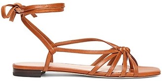 Loeffler Randall Lorelai Flat Ankle-Wrap Leather Sandals