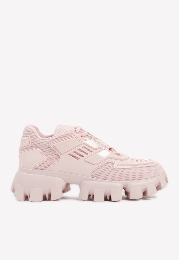 pink and white prada sneakers
