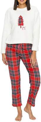 ED Ellen Degeneres Plaid Joy Sherpa Pajama Set