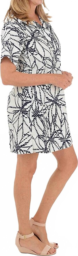 LIOR Short Sleeve Print Dress In White