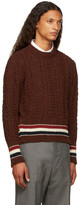 Thumbnail for your product : Thom Browne Burgundy Donegal Cable Knit Cardigan