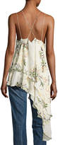 Thumbnail for your product : Haute Hippie The Darling Floral Silk Asymmetric Tank, White/Green