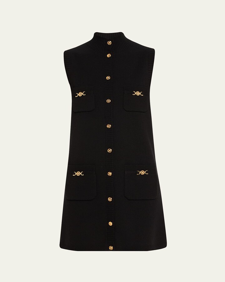 Versace Button-Front Knit Medusa Mini Dress