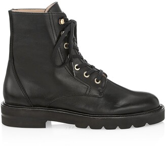 Stuart Weitzman Mila Lift Leather Combat Boots - ShopStyle