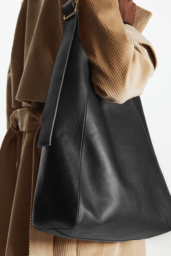 COS Curved Leather Tote Bag - ShopStyle