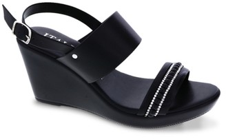 italian shoemakers black wedge sandals