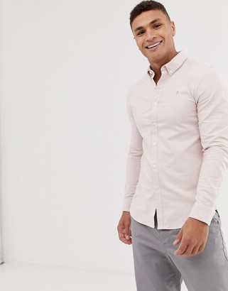 Farah Brewer slim fit oxford shirt in pink - ShopStyle