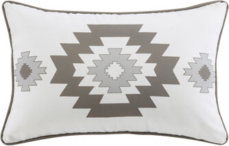 Paseo Road by HiEnd Accents Free Spirit Gray White Aztec Print Southwestern Outdoor Pillow 16x24 inch