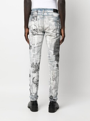 Amiri Graffiti-Print Slim Jeans
