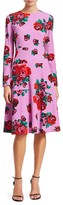 Thumbnail for your product : Lela Rose Crepe Rose Print Panel Dress