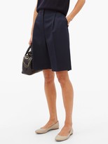Thumbnail for your product : Chloé Lauren Scalloped-edge Leather Ballerina Flats - Grey