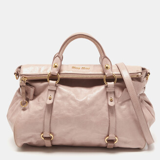 Miu Miu Pink Leather Bow Top Handle Bag - ShopStyle