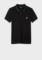 Thumbnail for your product : Paul Smith Men's Slim-Fit Black Zebra Logo Cotton Polo Shirt With Green Tipping