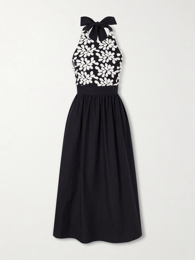 D’ESTRËE DESTREE - Lila Embroidered Cotton-blend Midi Dress - Black