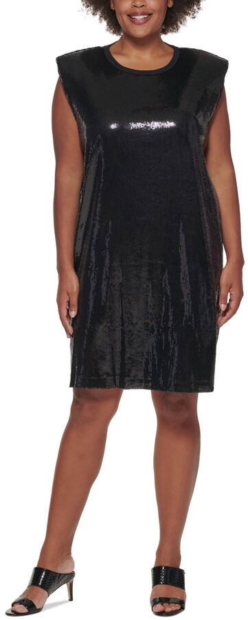 black sequin shift dress plus size