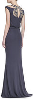 Thumbnail for your product : Badgley Mischka Deco Beaded Cap-Sleeve Gown