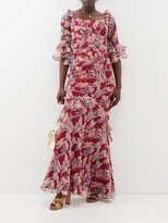 Thumbnail for your product : Saloni Tamara Floral-print Crinkled-silk Maxi Dress