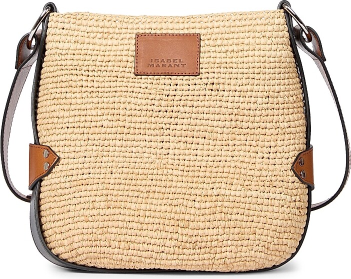 Isabel Marant Women's Mini Bayia Raffia & Leather Shoulder Bag - Natural Cognac