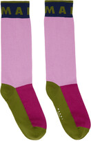 Thumbnail for your product : Marni Pink Paneled Logo Socks