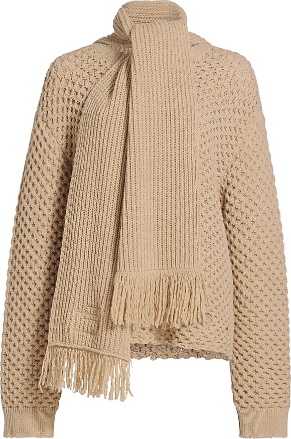 MM6 MAISON MARGIELA Women's Tieneck Virgin Wool-Blend Sweater - Beige Melange - Size Large
