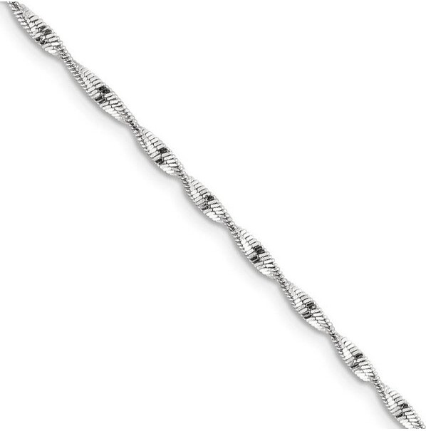 Black Bow Jewelry Co. BlackBowJewelry2mmSterlingSilverTwistedSolidHerringboneChainNecklace16Inch