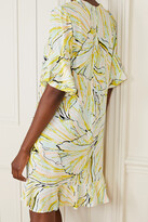 Thumbnail for your product : Diane von Furstenberg Tatum Ruffled Printed Crepe Mini Dress - Yellow