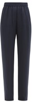 Thumbnail for your product : Valentino V-logo Jacquard Crepe Trousers - Navy