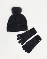 Thumbnail for your product : Dare 2b Dare2b X Swarovski Embellished Bejewel hat and glove set in black