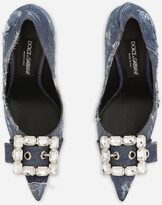Thumbnail for your product : Dolce & Gabbana Patchwork denim pumps with rhinestone buckle