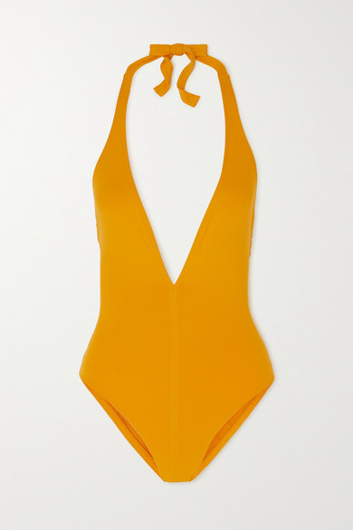mustard colored swimsuit