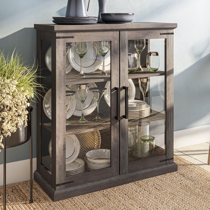 Belleze Ashford Storage with Shelves & Glass Doors ShopStyle