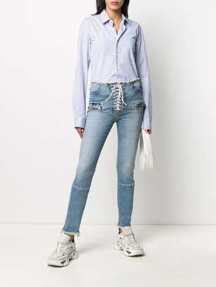 Unravel Project Mid-Rise Laced Skinny Jeans