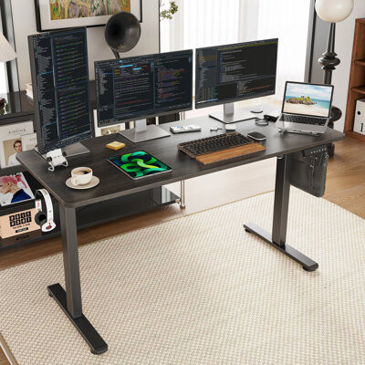 Inbox Zero STARY Electric Standing Desk Adjustable Height Sit Stand Home Office Desk with Splice Board