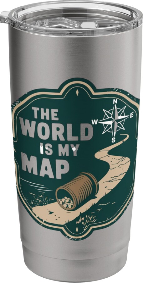 Geocache Hunting & Geocaching World Map The World Is My Map Geocache Hunting & Geocaching Stainless Steel Insulated Tumbler