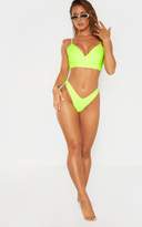 Thumbnail for your product : PrettyLittleThing Neon Yellow Underwired Longline Bikini Top