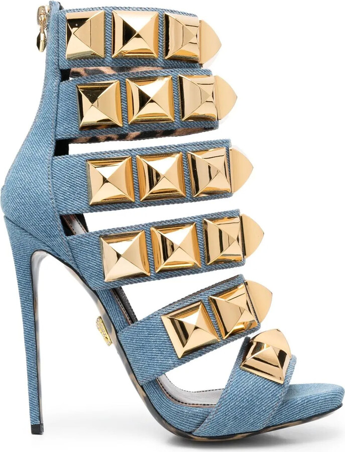 Philipp Plein Studded Denim 120mm Sandals