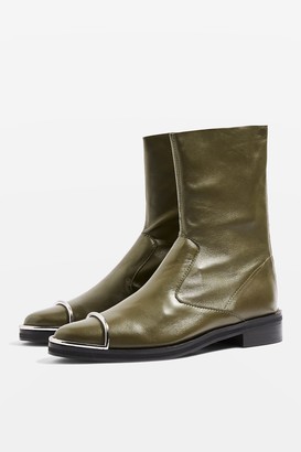 Topshop Womens Avery Ankle Boots - Khaki