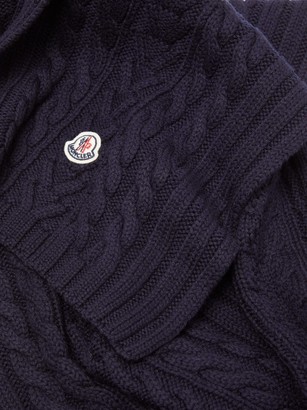 Moncler Cable-knitted Wool Scarf - Navy