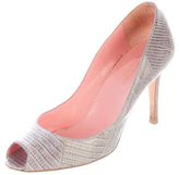 Thumbnail for your product : Sergio Rossi Lizard Peep-Toe Pumps