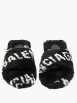 Thumbnail for your product : Balenciaga Logo-print Faux-fur Slides - Black White