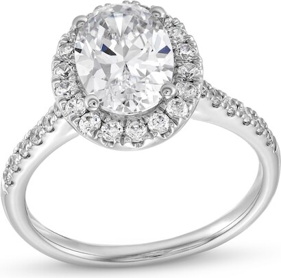 Zales 2-1/2 CT. T.w. Oval Certified Lab-Grown Diamond Frame Engagement Ring in 14K White Gold (F/Si2)