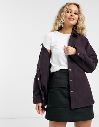 And other stories & wool blend oversize shacket in burgundy