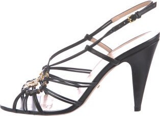 Gucci Interlocking G Logo Leather Slingback Sandals