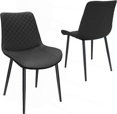 Latitude Run Black PU Leather Dining Chair Set With Metal Legs