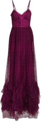 Marchesa Notte Fit & Flare Ruffle Gown