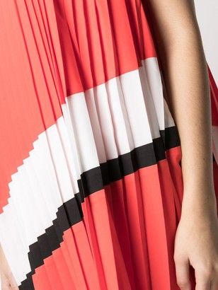 Armani Exchange Stripe-Detail Pleated Midi Dress