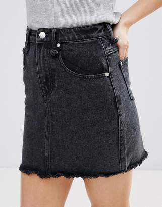 Brave Soul Acid Wash Denim Mini Skirt