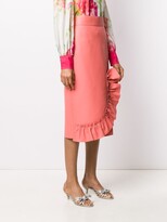 Thumbnail for your product : Miu Miu Ruffle Trimming Midi Skirt