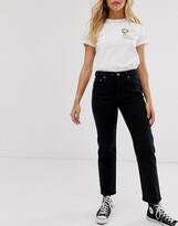 Thumbnail for your product : Levi's 501 high rise straight leg crop jeans in black