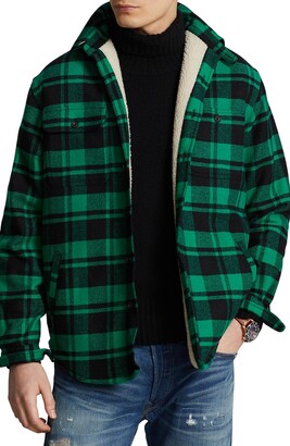 Polo Ralph Lauren Plaid Fleece Lined Wool Blend Flannel Button-Up Shirt Jacket